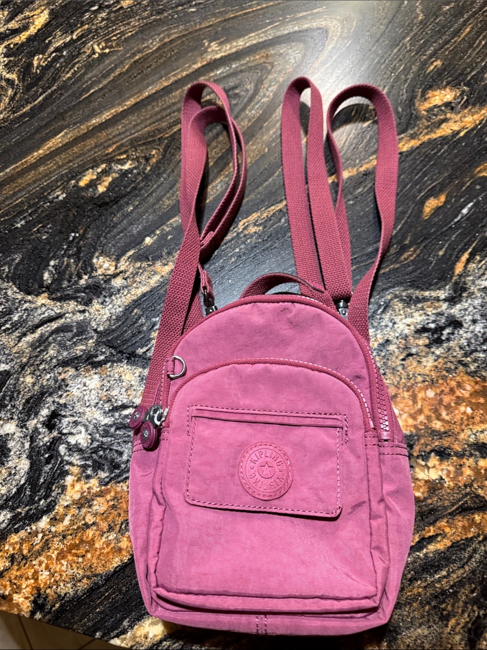 Kipling Dusty Rose Mini Backpack with Adjustable Straps